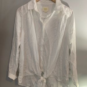 BRAND NEW Maeve White Button Down Long Shirt